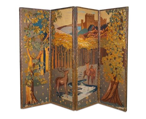 
	
		AN EMBROIDERED FOUR FOLD SCREEN
		EARLY 20TH CENTURY
		Each panel 199cm high, 65cm wide
		&nbsp;

	

