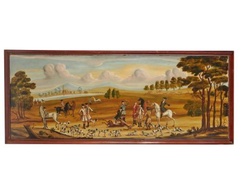 
	
		ENGLISH PROVINCIAL SCHOOL (18TH CENTURY)
		AFTER THE STAG HUNT
		Oil on panel
		73 x 187cm (28½ x 73½ in.)
		
		Provenan