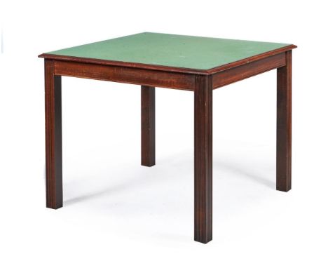 
	
		A MAHOGANY CARD TABLE
		EARLY 20TH CENTURY
		With baize inset top
		73cm high, the top 91.5cm square
		&nbsp;
		
		
		Co