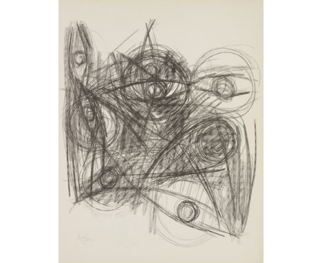 Informel Ernst Wilhelm Nay u. Fritz WinterSet aus 2 Graphiken. 1965. Je (Original-) Zinklithographie auf Bütten. 41 x 32 cm (