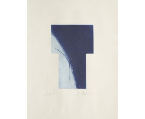 Wiener Aktionismus - - Arnulf Rainer.  (1929 Baden b. Wien -  lebt in Wien). Kreuz. Um 1984. Kaltnadelradierung in Blau auf c