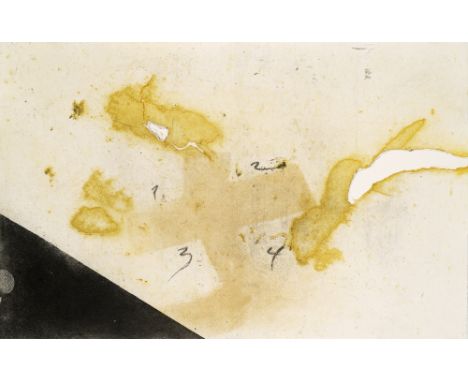 Informel - - Antoni Tàpies.  (1923 - 2012 Barcelona). 1 Prägeillustration auf der Chemise, 1 Lithographie auf dem Umschlag un