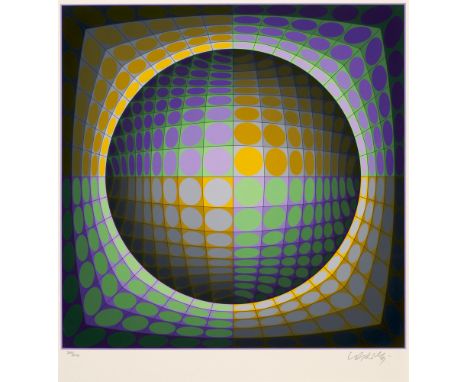 Geometrische Abstraktion - Op Art - - Victor Vasarely.  (1906 Pécs - 1997 Paris). Dirac. 1988. Farbserigraphie auf Vélin. 51 