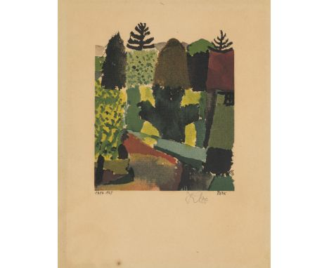 Paul Klee.  (1879 bei Bern - 1940 Muralto, Locarno). Park. 1914. Faksimile-Lithographie auf chamoisfarbenem Vergée. 12,5 x 10