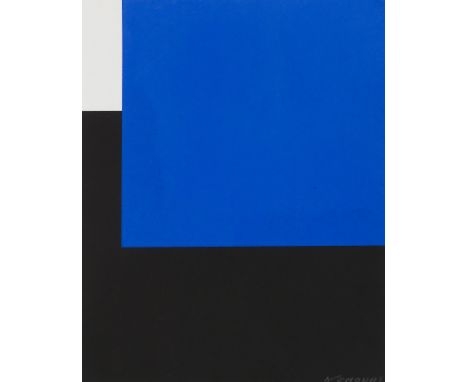 Konkrete Kunst Aurélie Nemours (1910 Paris - 2005 ebd.)Espace bleu. 1959. Farbserigraphie auf Karton. 31,5 x 25 cm (31,5 x 25