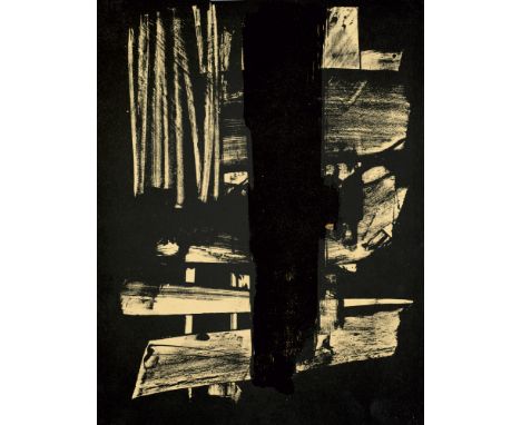 Informel - - Pierre Soulages.  (1919 Rodez -  lebt in Paris). Lithographie No. 9 (Rivière 9). 1959. Lithographie auf Vélin. 3