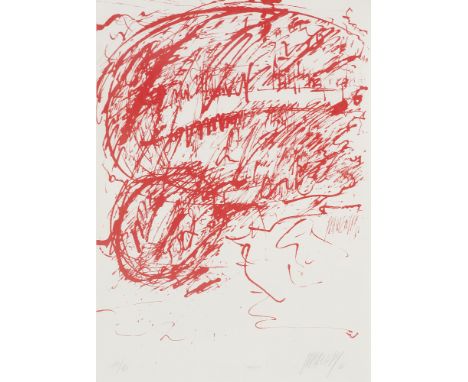 Informel - - Markus Prachensky.  (1932 Innsbruck - 2011 Wien). o.T. (Komposition in Rot). 1966. Lithographie auf cremefarbene