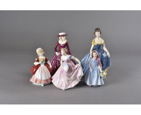 A collection of Royal Doulton and Royal Worcester ladies, including Invitation HN 2170, Melanie HN 2271, Valerie HN 2107, and
