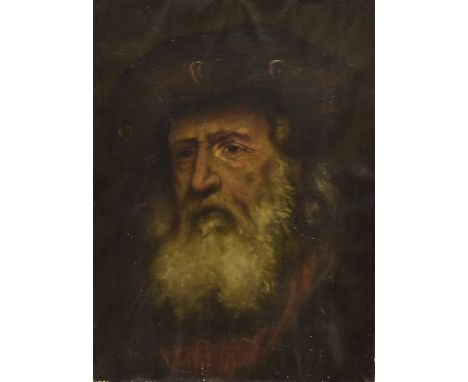 After Rembrandt Van Rijn, 19th century oil on canvas portrait of an old man with beard 46 cm x 35 cm  