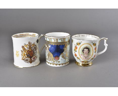A collection of Royal Worcester, Spode and Royal Albert boxed commemorative porcelain, including cups, saucers etc 