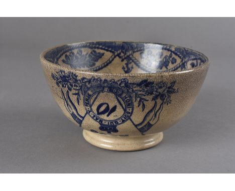 A Victorian ceramic naval mess bowl, the number 10 within the royal garter to one third along with compass and naval scene 17