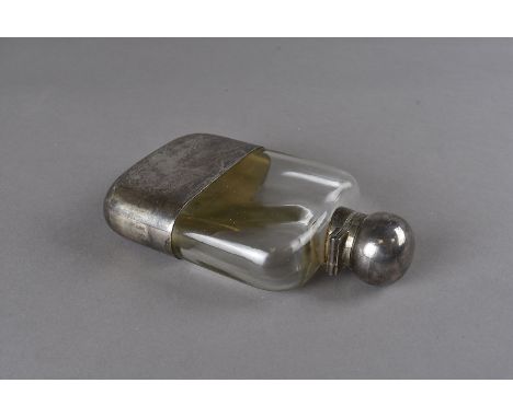 A silver mounted glass hip flask, Sheffield 1918 by James Dixon & Sons 14 cm H 