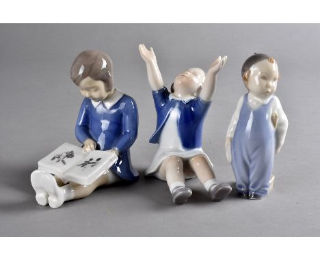 Two Royal Copenhagen figures, including one modelled as an imp with broom and trowel, another of a girl with arms raised and 