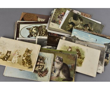 A collection of Edwardian and later postcards, all loose, to include two Louis Wain pussy cat examples and various others of 