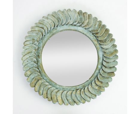 Vintage glazed ceramic mirror Espelt style 1960sVintage geglazuurde keramische spiegel Espeltstijl jaren 60Diam. 37.5 cm