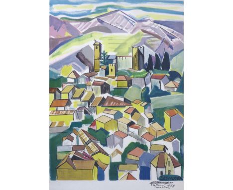 After Francois Desnoyer (French, 1894-1972): 'Vernet-les-Bains', print, pencil signed and dated 1968 lower right, 77 by 58cm,
