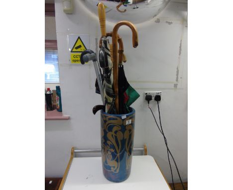 ART NOUVEAU STYLE UMBRELLA STAND WITH CONTENTS