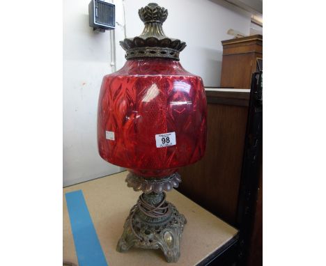 LARGE RUBY RED GLASS REPRO LAMP