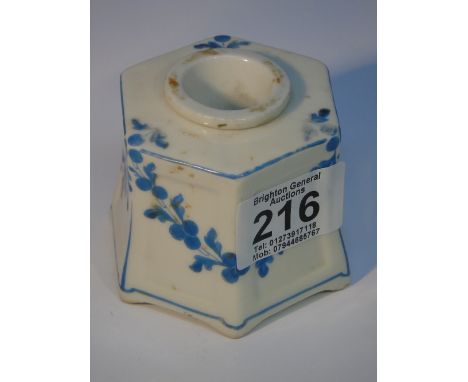CERAMIC BLUE AND WHITE INKWELL