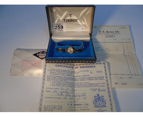 TISSOT 9CT GOLD WATCH WITH ORIGINAL PAPERWORK 1967