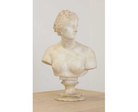 After the antique, an alabaster bust of Venus,late 19th/early 20th century, raised on a circular socle base,46cm high Conditi