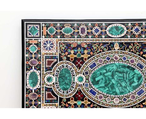 An Italian-style hardstone-inlaid pietra dura tabletop,of recent manufacture,76cm wide118cm long3.5cm highCondition report: V