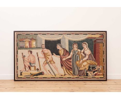 A Roman-style mosaic panel,20th century, possibly depicting Hephaestus,220cm wide113cm highCondition report: fibreglass back,