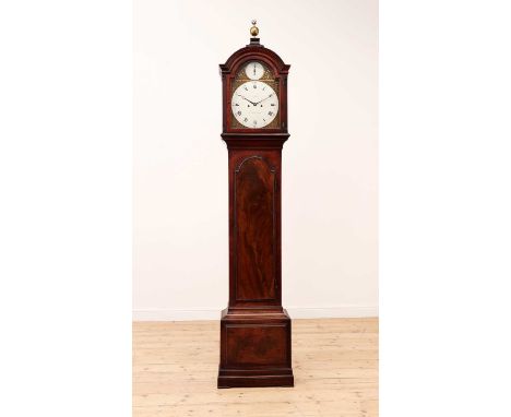 A George III mahogany longcase clock,by John Holmes, London, with a white enamelled dial and strike/silent, inscribed to the 