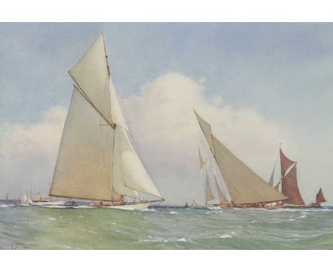 *Martyn Richardson Mackrill (b.1962)The Fifteen-Metre International Racing Class Yachts at Harwich Regatta, 18 May 1909, 'Ma'