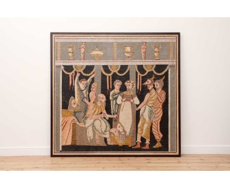 A Roman-style mosaic panel,20th century, depicting Tereus being presented with the head of his son, Itys, 176cm wide167cm hig