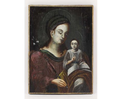Italian School, 16th centuryMadonna and Childoil on panel36.5 x 26cm, unframedCondition report: The painting is executed in o