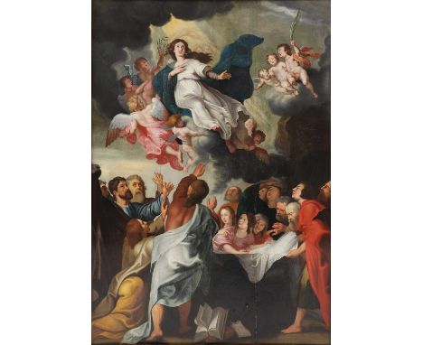 After Sir Peter Paul RubensThe Assumption of the Virginoil on panel105 x 74cmThe original painting is in the Museum Kunstpala