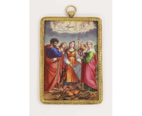 After RaphaelThe Ecstasy of Saint Ceciliaenamel9 x 6cmThe original painting is in the Pinacoteca Nazionale, Bologna.