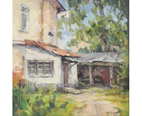 Andrei Kulakov (Russian, b.1958)'Grandparents' house'signed in Cyrillic l.r., also signed, inscribed and dated 2016 verso, oi