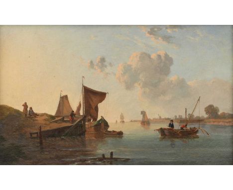 William Anderson (1757-1837)Fishing boats in a calm estuary at sunsetoil on canvas28 x 44cmCondition report: Unsigned. Reline