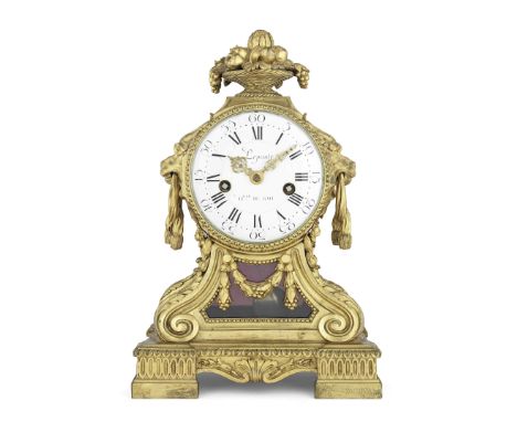 A good late 18th century French ormolu mantel clockLepaute, H.ger du RoiThe case surmounted by a woven basket of fruit and fo