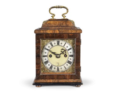 A miniature olive-wood veneered striking table clockThe movement signed for Henricus Jones, Londini.  Probably late 19th/earl