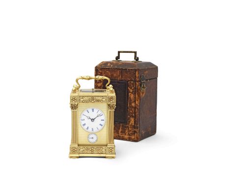 A fine 19th century French gilt brass carriage clock with calendar in the manner of Abraham Louis BreguetThe Classically insp