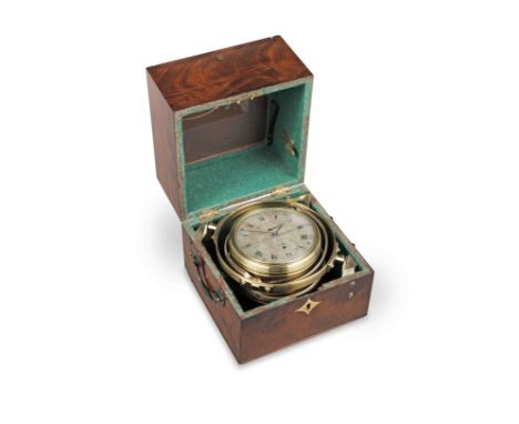 A fine and very rare early 19th century English mahogany eight-day marine chronometer with unique sprung bowl designJames Hat