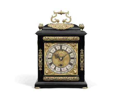 A good late 17th century ebonised table timepiece with hour and quarter repeatHenry Jones in the TempleThe case with shallow 