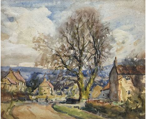 John William Howey (Staithes Group 1873-1938): 'Thirlby Village - Yorkshire', watercolour, signed and titled verso 30cm x 36c