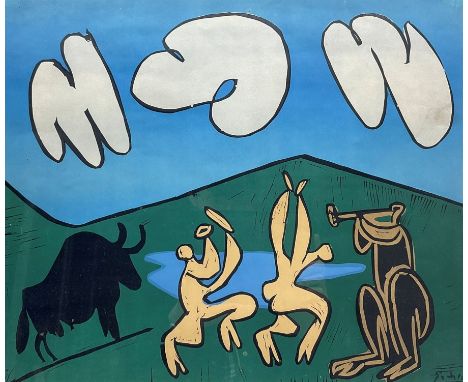 Pablo Picasso (Spanish 1881-1973): 'Bacchanal with a Black Bull', lithograph 39cm x 47cm 
Provenance: purchased from The Redf