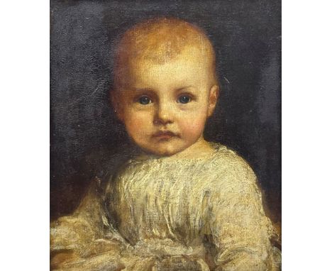 Circle of George Frederic Watts (British 1817-1904): Portrait of a Young Child, oil on canvas unsigned 34cm x 29cmCondition R