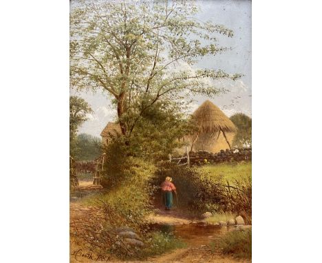 Edward C Booth (British 1821-post1893): 'Beckfoot - Denton Road Ilkley', oil on board signed and dated 1887, titled on label 