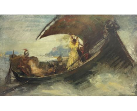 Alfred Edward Borthwick (Scottish 1871-1955): 'After the Raid', oil on canvas unsigned 75cm x 124cm (unframed) Provenance: pu