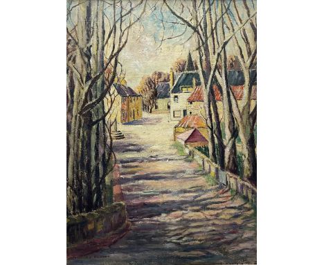 Evelyne Oughtred Buchanan (née Watson) (British 1883-1978): Tree Lined Street, oil on canvas signed, another oil sketch and r