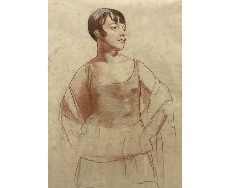 Dame Laura Knight (Staithes Group 1877-1970): Study of Lydia Lopokova, red chalk and charcoal unsigned 36cm x 27cmNotes: for 