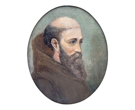 Italian School (19th century): Portrait of a Monk, oval oil on canvas signed 28cm x 23cm