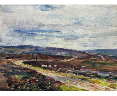 Rowland Henry Hill (Staithes Group 1873-1952): North Yorkshire Moorland Track, watercolour signed and dated 1928, 27cm x 37cm