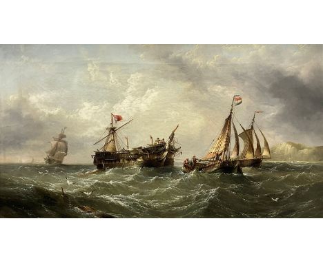 Henry Redmore (British 1820-1887): British Wreck being towed to the Coast by Dutch Fishing Barges, oil on canvas signed and d